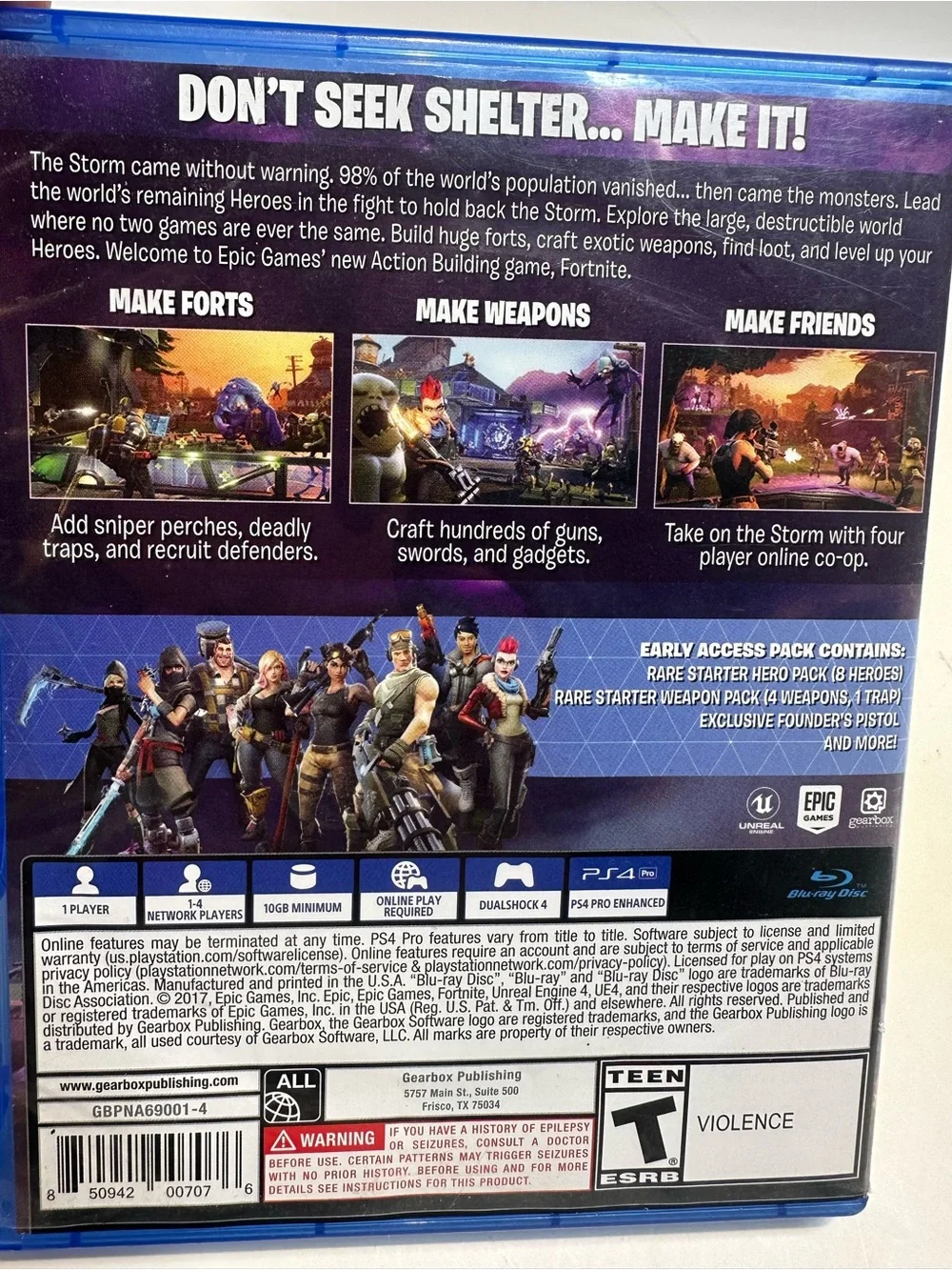 Fortnite PS4 Game Case - Epic Games (Blue)